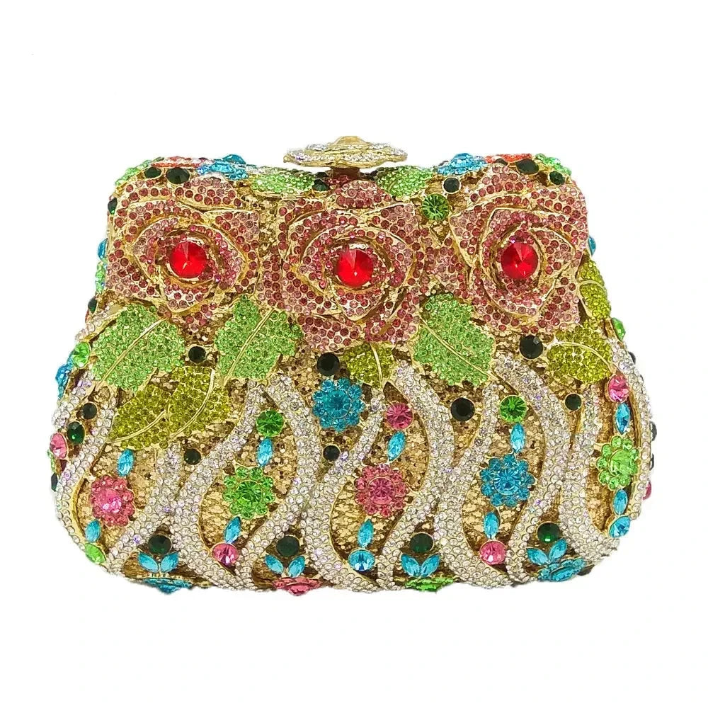 Women’s Flower Crystal Floral Clutch