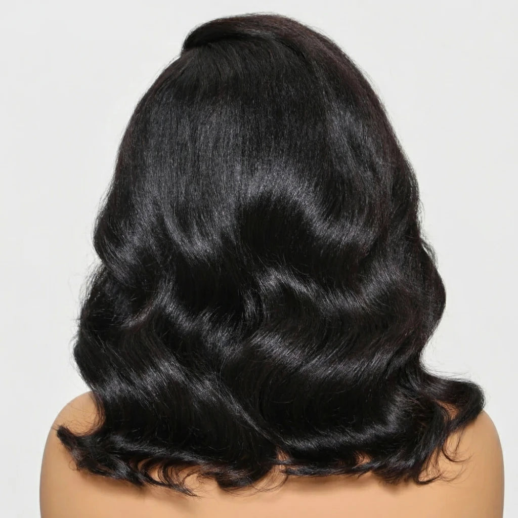 13x4 Light Yaki Loose Wave Bob Wig Pre Cut Pre Bleached Glueless Wig Human Hair