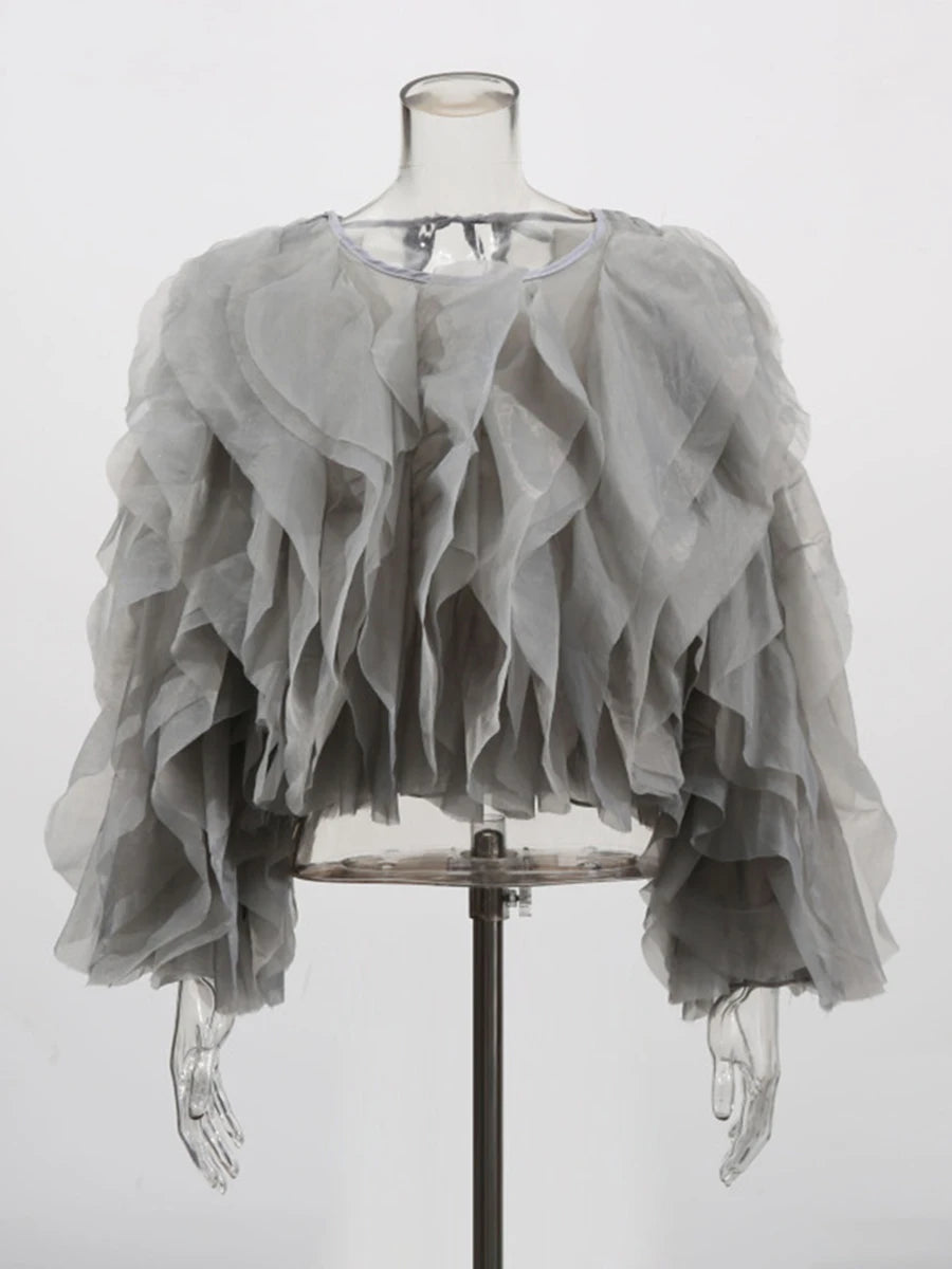 Women’s Ruffles O Neck Blouse