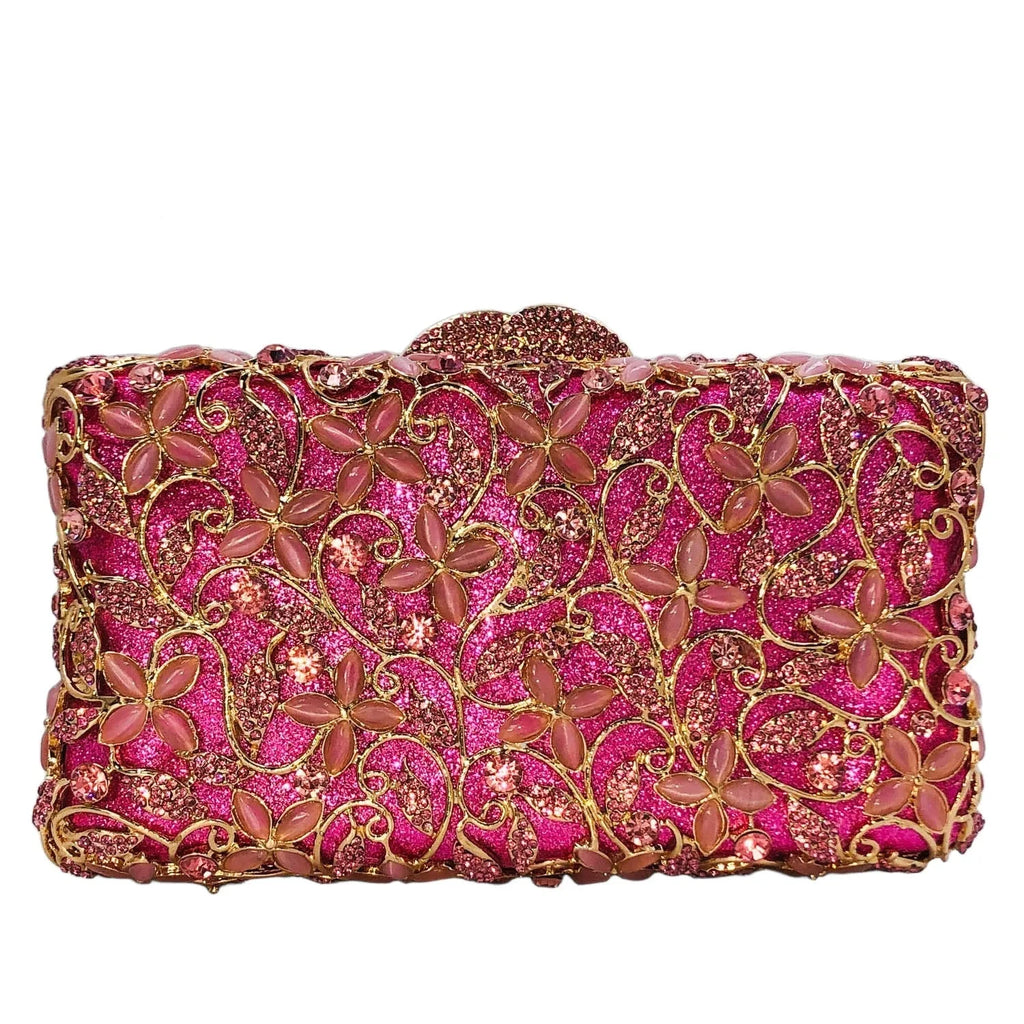 Women’s Crystal Flower Minaudière Clutch