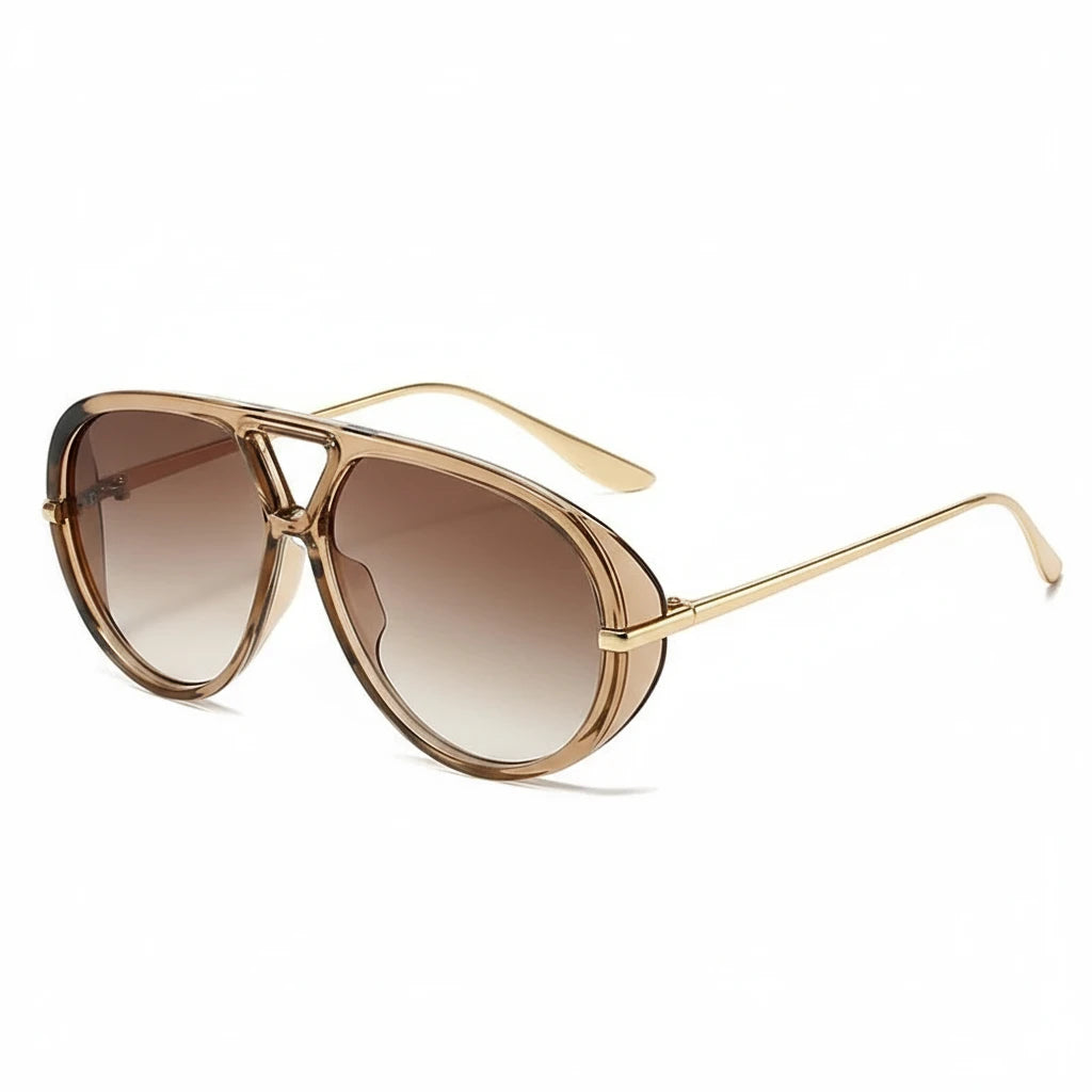 Oversized Oval Punk Pilot Vintage Metal Frame Sun glasses