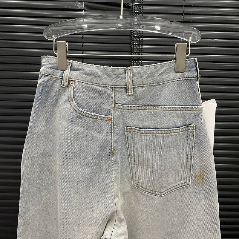 Vintage Women's Irregular High Waist Straight Leg Jeans