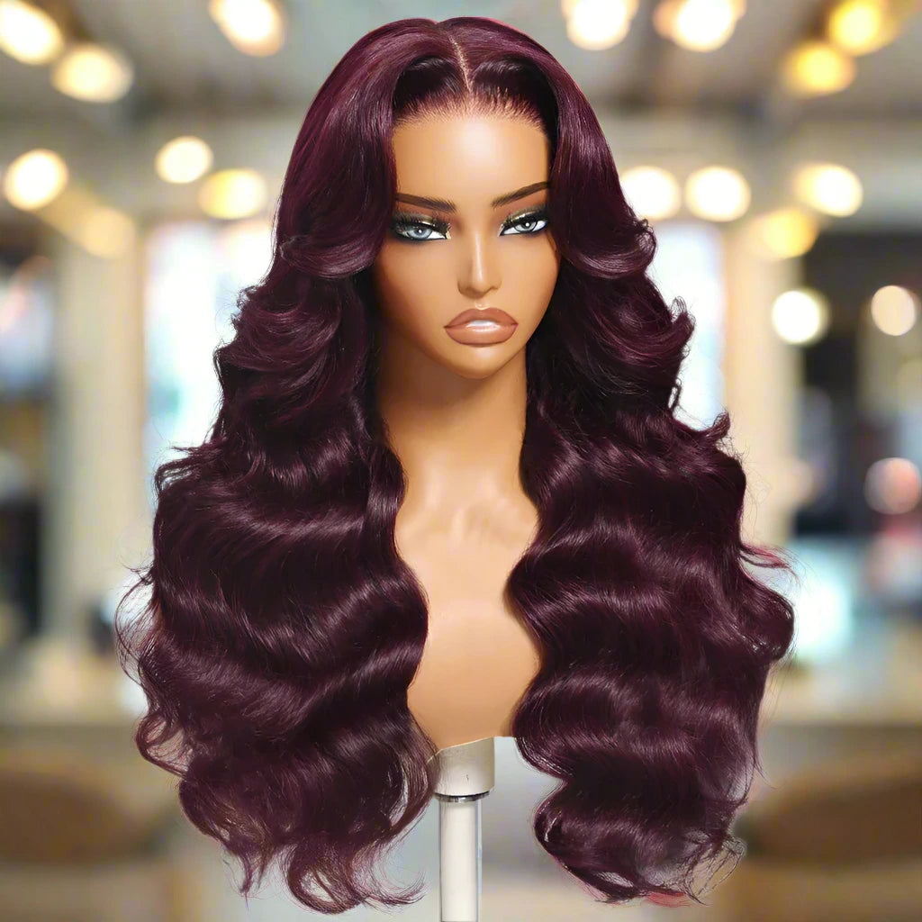 Drawstring Cap Black Cherry Loose Wave Wig