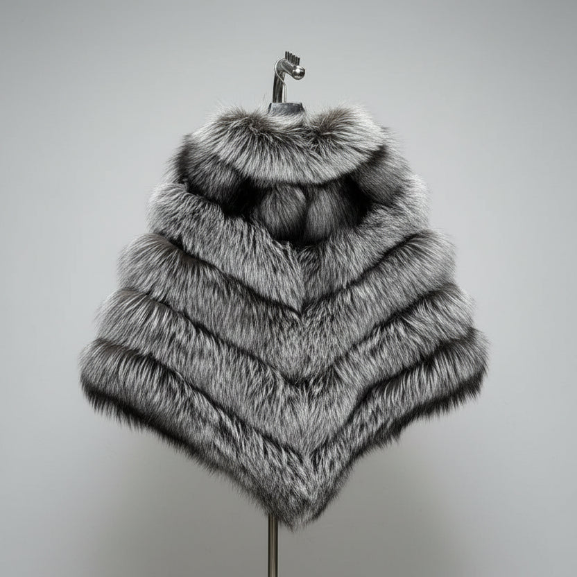 Winter Luxury Fluffy Fox Fur Shawl