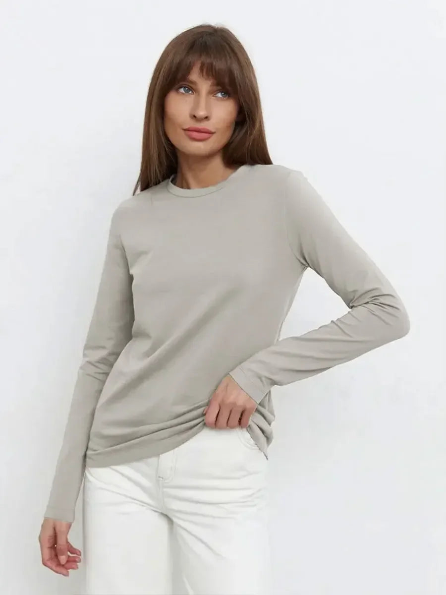 Basic Solid Long Sleeve Loose Oversized T Shirt