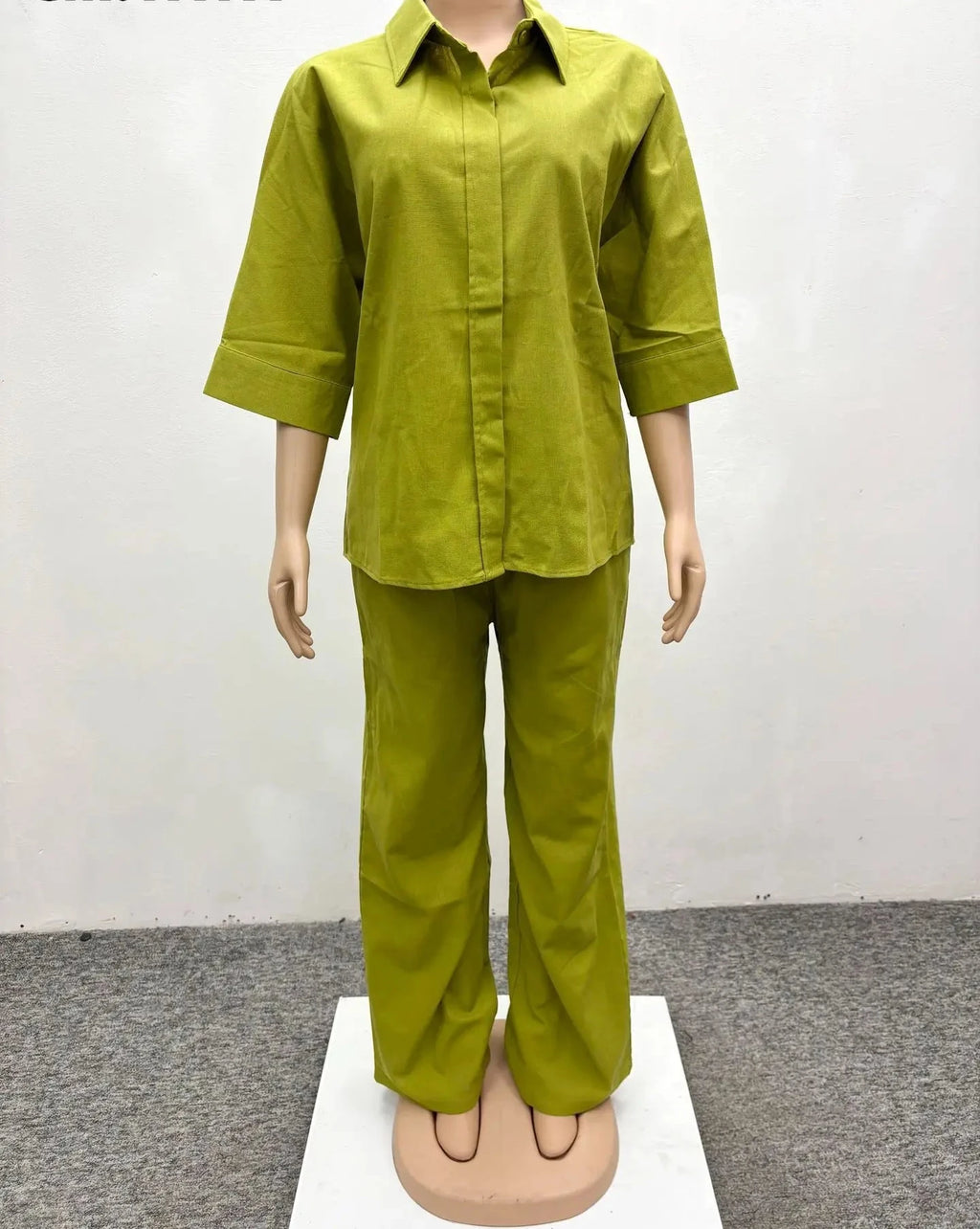 Women's Three Quarter Sleeve Blouse and Flare Pants Set