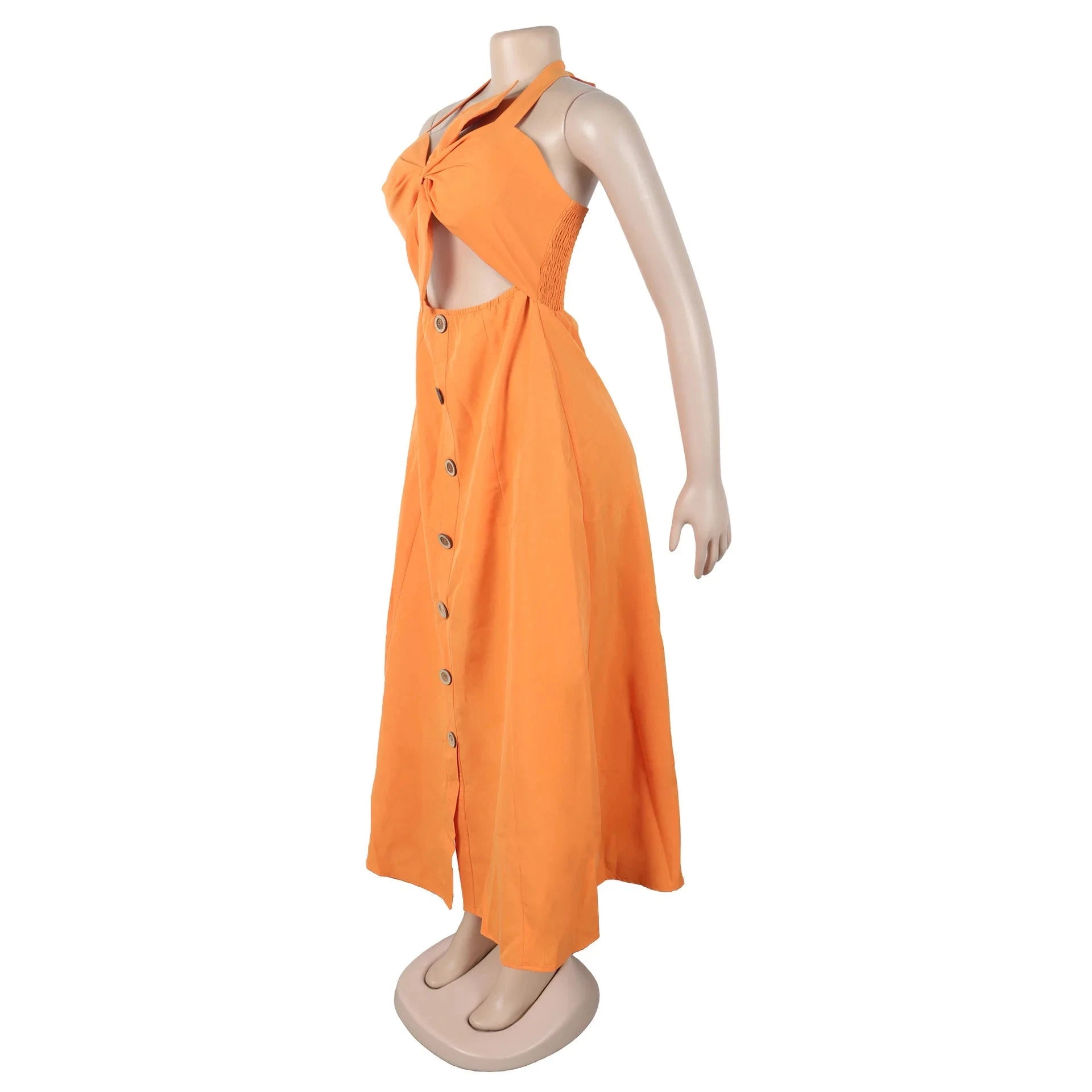 Women’s Cutout Backless Bow Hollow Out Midi Dress