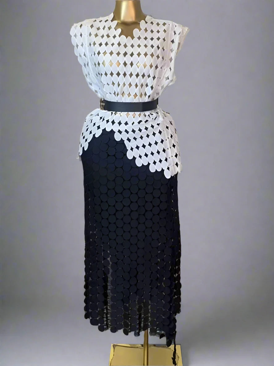 Women’s Cutout O-neck Top and Bodycon Maxi Long Skirt Set