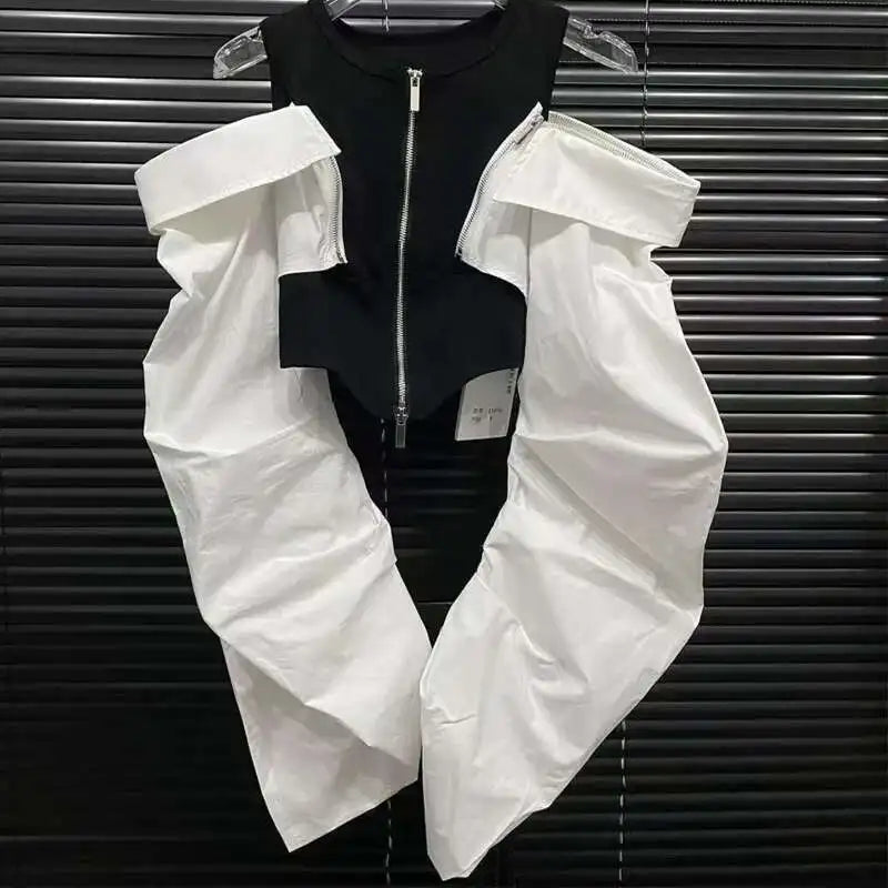 Women’s Off Shoulder Vest with Attachable Long Sleeves