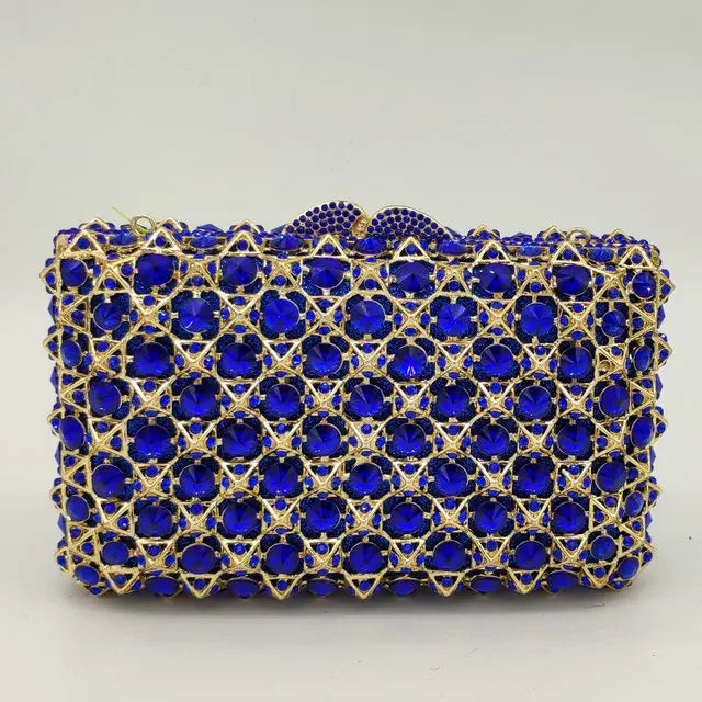 Hard Plaid Brown Crystal Clutch for Women