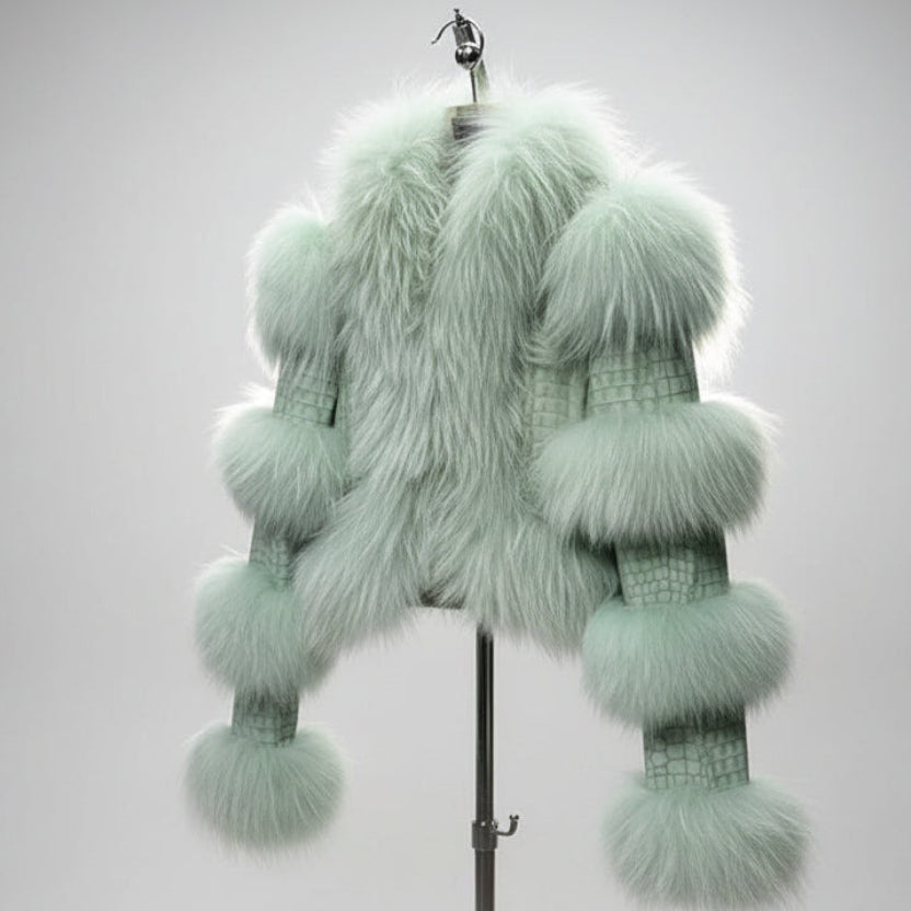 Crocodile Textured Sheepskin Leather Jacket