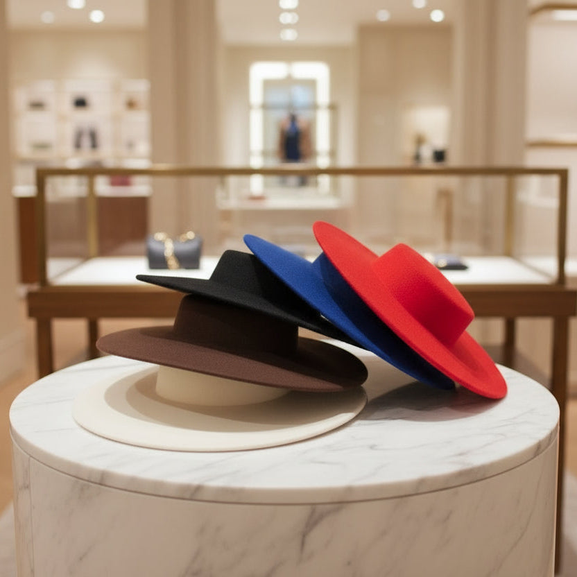 Wide Big Brim Wool Fedora Cap