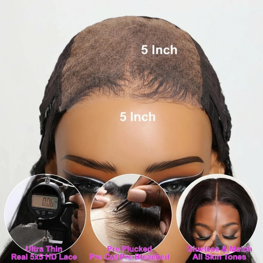 5x5 HD Lace Closure Wig Water Wave Glueless Human Hair Ready To Wear Wig