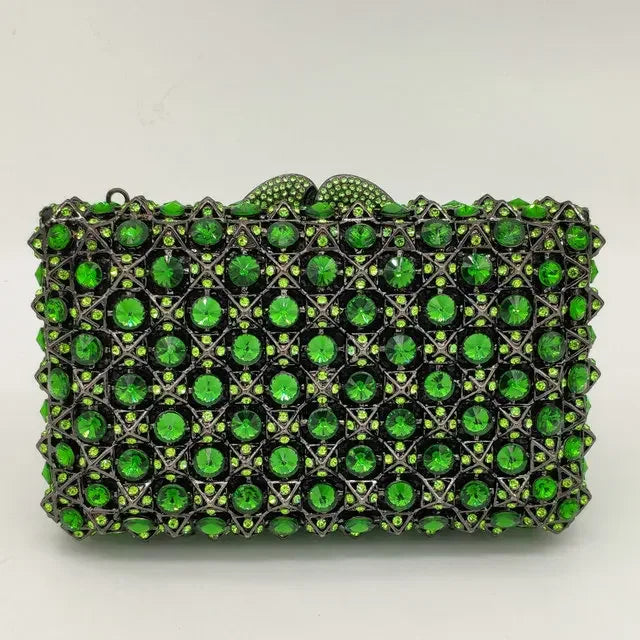 Hard Plaid Brown Crystal Clutch for Women