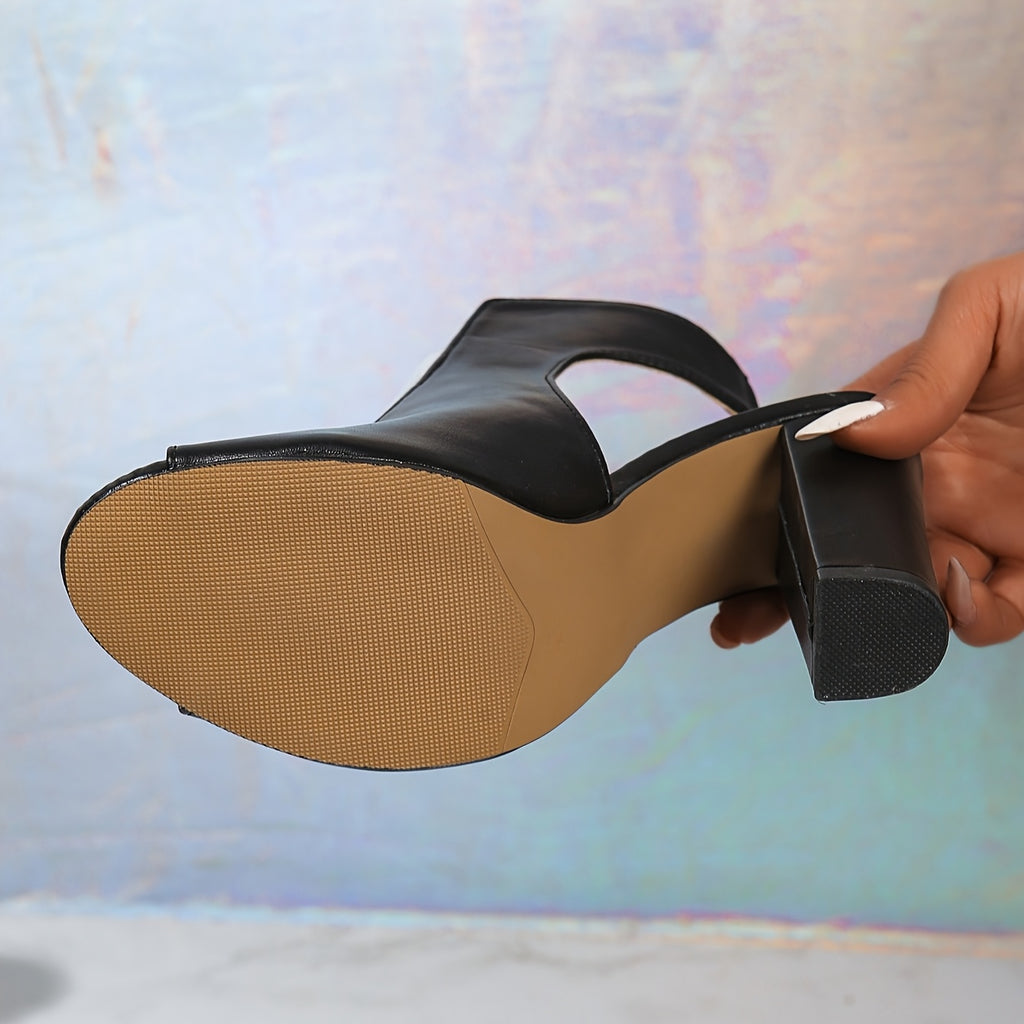 Women's Black Peep-Toe High Heel Shoes