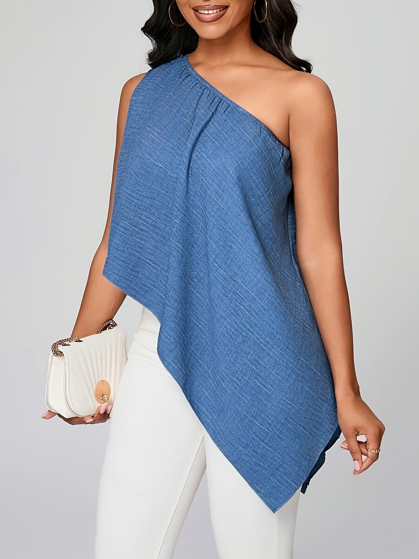 Women'S Casual Off-Shoulder Asymmetrical Sleeveless Blouse